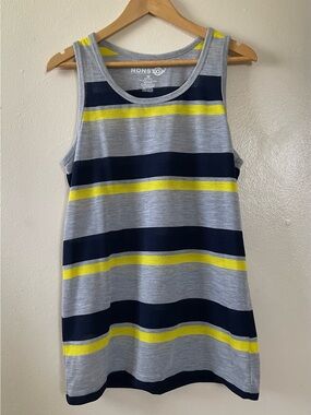 Men's Gray, Navy & Yellow Striped Tank Top